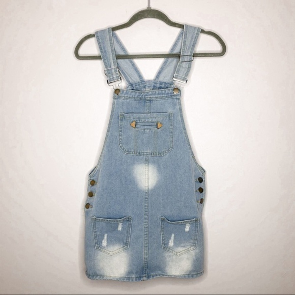 Women’s Unique Light Wash Denim Jean Overall Dress